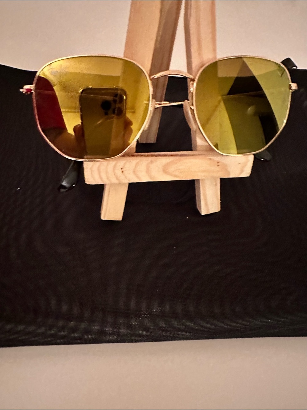 RayBan golden yellow flat lens sunglasses
